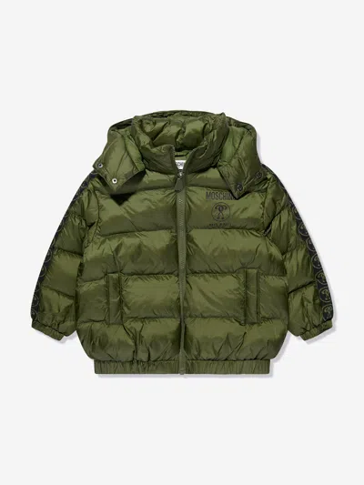Shop Moschino Boys Milano Puffer Jacket In Green