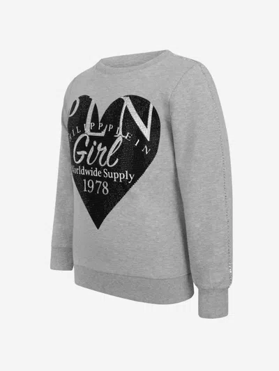 Shop Philipp Plein Girls Heart Sweater 4 Yrs Grey