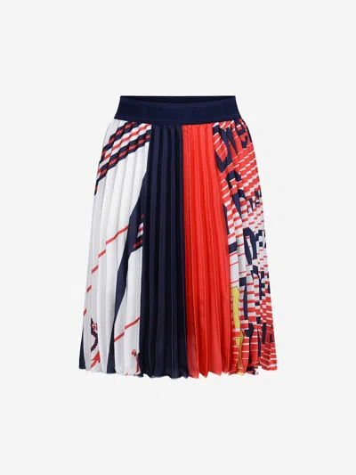 Shop Msgm Girls Skirt - & Navy Pleated Skirt 4 Yrs Red