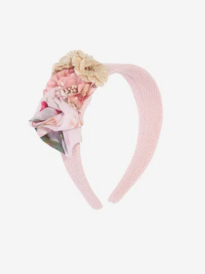 Shop Patachou Girls Flower Headband In Pink