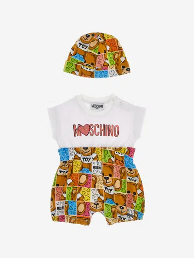 Shop Moschino Baby Girls Romper Gift Set In White
