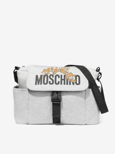 Shop Moschino Baby Teddy Bear Changing Bag In Grey