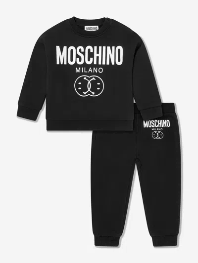 Shop Moschino Baby Boys Milano Logo Tracksuit In Black