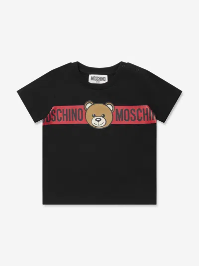 Shop Moschino Baby Teddy Logo T-shirt In Black