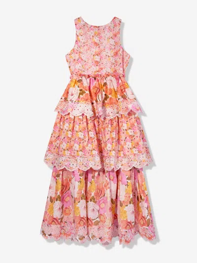 Shop Marlo Girls Blossom Embroidered Mini Dress In Multicoloured