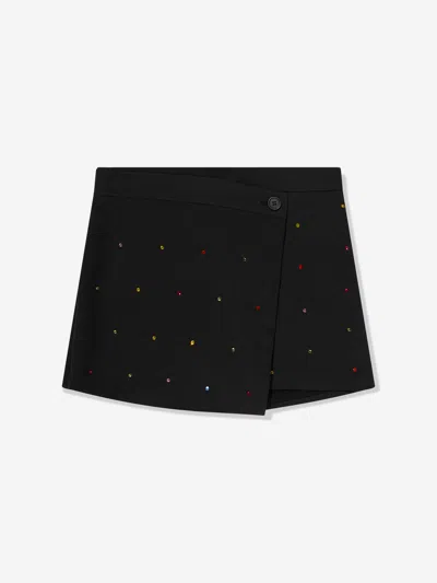 Shop Msgm Girls Tech Fabric Skort In Black