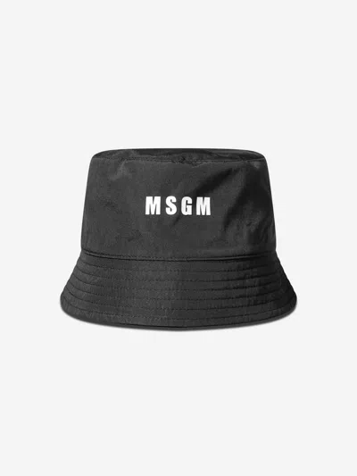 Shop Msgm Kids Logo Bucket Hat In Black