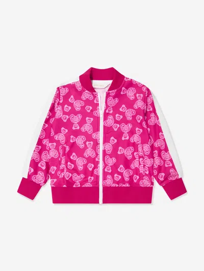 Shop Palm Angels Girls Aop Bears Paisley Track Jacket In Pink