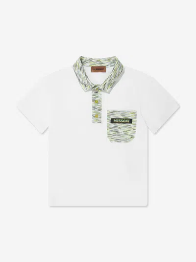 Shop Missoni Boys Space Dye Polo Shirt In White