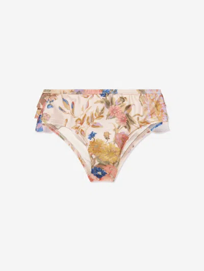 Shop Zimmermann Girls August Frill Bikini Bottoms In Multicoloured