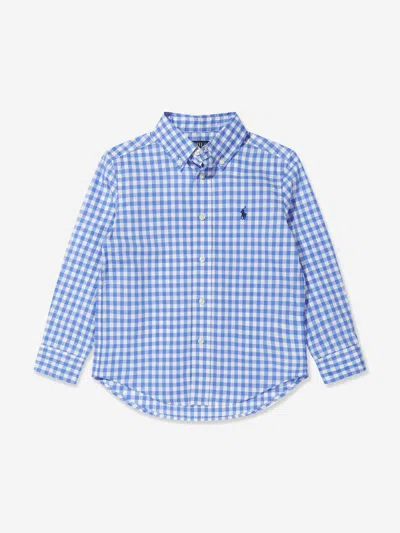 Shop Ralph Lauren Boys Gingham Shirt In Blue