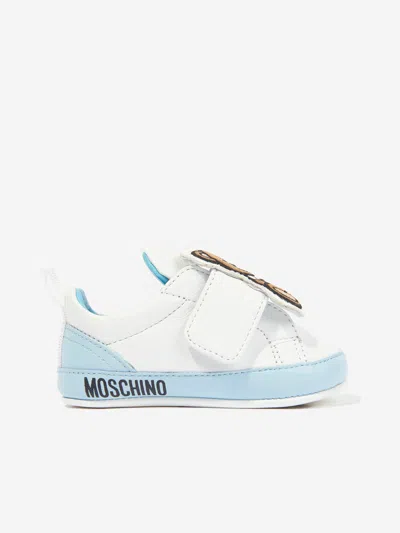 Shop Moschino Baby Boys Leather Pre-walker Trainers In White