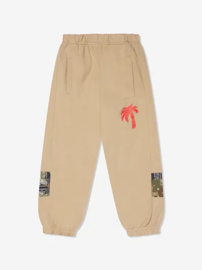 Shop Palm Angels Boys Brush Camo Joggers In Beige