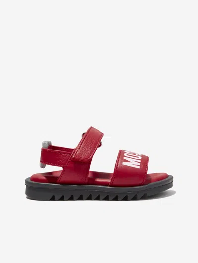 Shop Moschino Kids Logo Sandals In Red