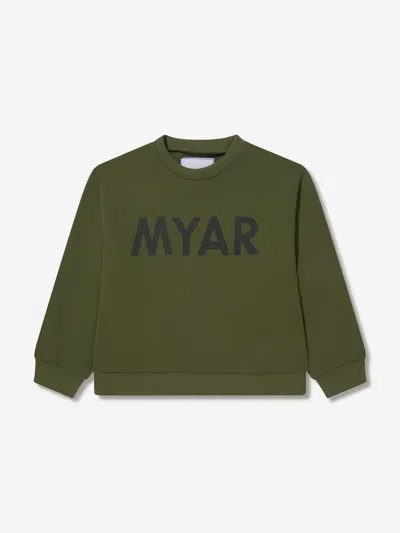 Shop Myar Boys Cotton Logo Sweatshirt In Green