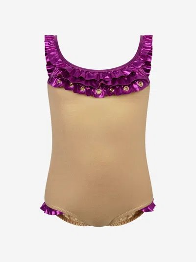 Nessi Byrd Girls Almond Swimsuit 14 Yrs Gold In Gold