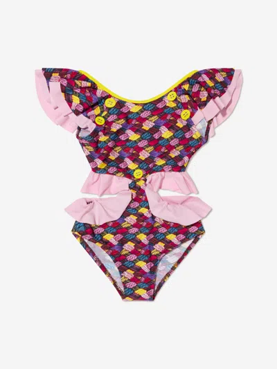 Nessi Byrd Cut-out Detail Ruffled Swimsuit In Multicoloured