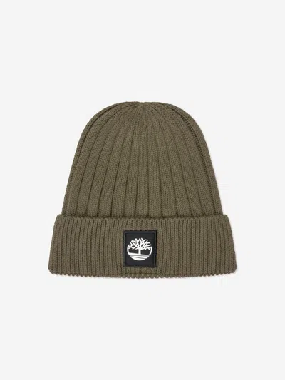 Shop Timberland Boys Knitted Beanie Hat In Green