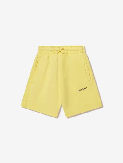 Shop Off-white Boys Rubber Arrow Sweat Shorts In Yellow