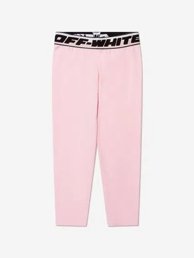 Shop Off-white Girls Logo Band Leggings In Pink