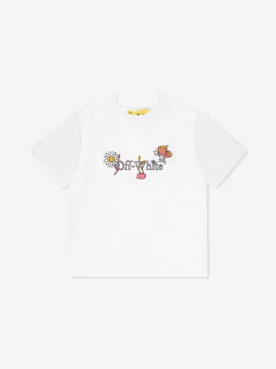 Shop Off-white Girls Funny Flowers T-shirt In White