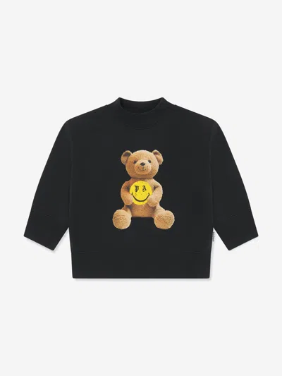 Palm Angels Boys Pa Smiley Bear Sweatshirt In Black