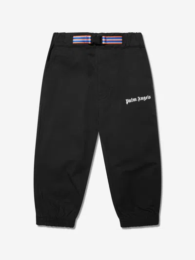 Shop Palm Angels Boys Logo Belt Insert Trousers In Black