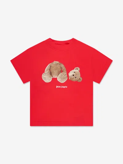 Shop Palm Angels Boys Bear T-shirt In Red