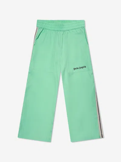 Shop Palm Angels Boys Track Travel Pants In Green
