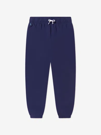 Shop Ralph Lauren Girls Fleece Logo Joggers Us 2 - Uk 1.5 - 2 Yrs Blue