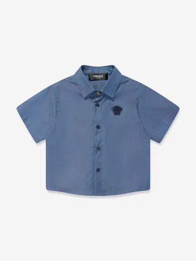 Shop Versace Baby Boys Medusa Logo Shirt In Blue