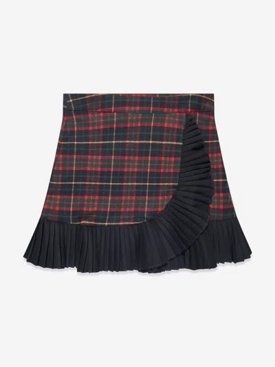 Patachou Tartan-check Ruffle-detail Miniskirt In Blue