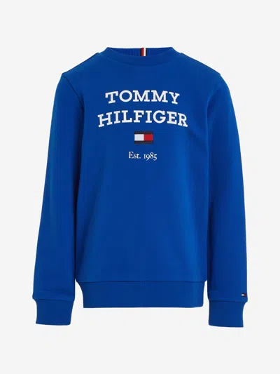 Shop Tommy Hilfiger Boys Logo Sweatshirt In Blue