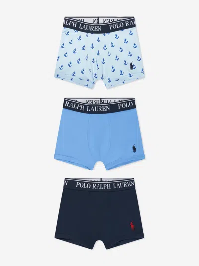Shop Ralph Lauren Boys 3 Pack Boxer Shorts Set In Blue