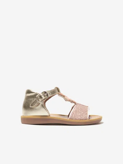 Shop Pom D'api Girls Poppy Malibu Sandals In Gold
