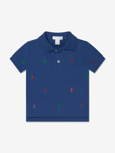 Shop Ralph Lauren Baby Boys Logo Polo Shirt In Blue