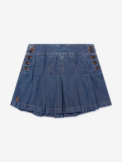 Shop Ralph Lauren Girls Pleated A Line Skirt In Blue