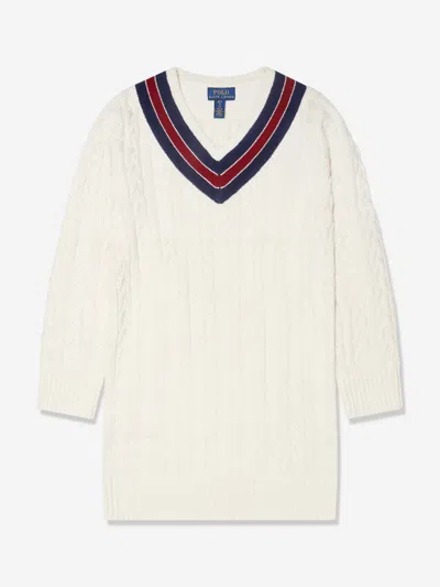 Shop Ralph Lauren Girls Cricket Dress In Ivory