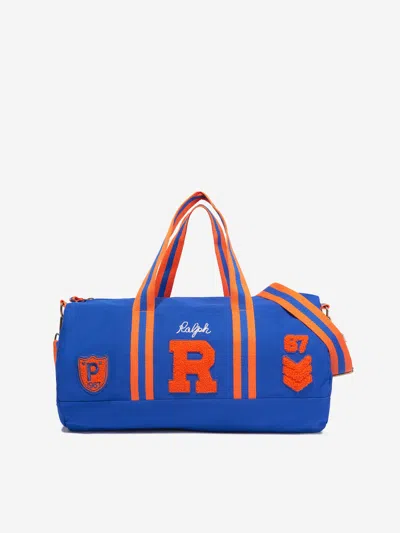 Shop Ralph Lauren Kids Varsity Duffle Bag In Blue