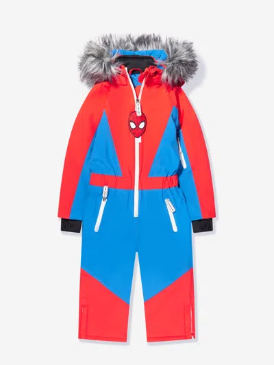 Roarsome Spiderman Panelled Ski Suit In Red