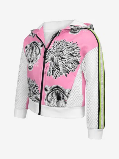 Shop Roberto Cavalli Girls Panther Print Zip Up Top 5 Yrs Pink
