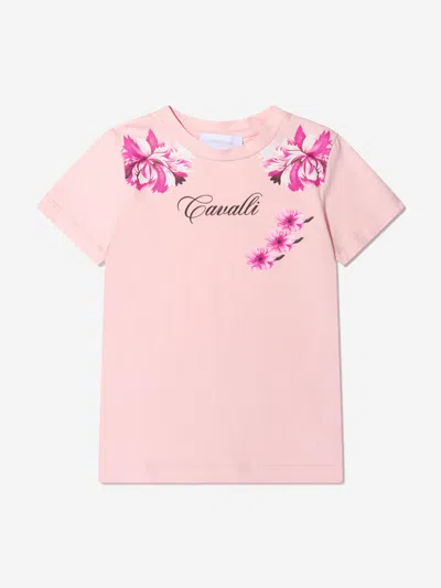 Shop Roberto Cavalli Girls Cotton Jersey T-shirt 14 Yrs Pink