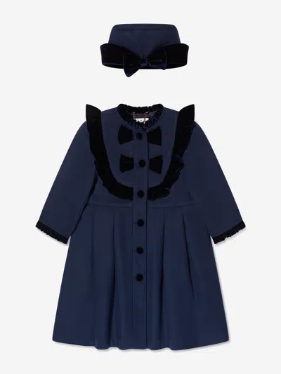 Shop Sarah Louise Girls Coat And Hat Set In Blue