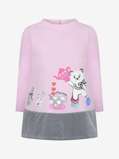 Simonetta Girls & Silver Glitter Dress 2 Yrs Pink In Pink