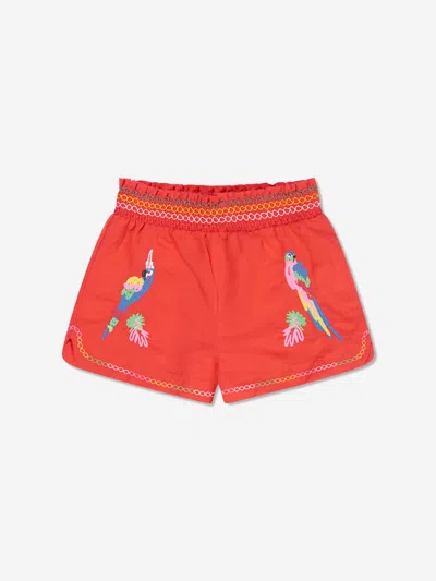 Shop Stella Mccartney Girls Bird Shorts In Red