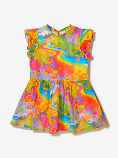 Shop Stella Mccartney Girls Cotton & Silk Dress 12 Yrs Multicoloured