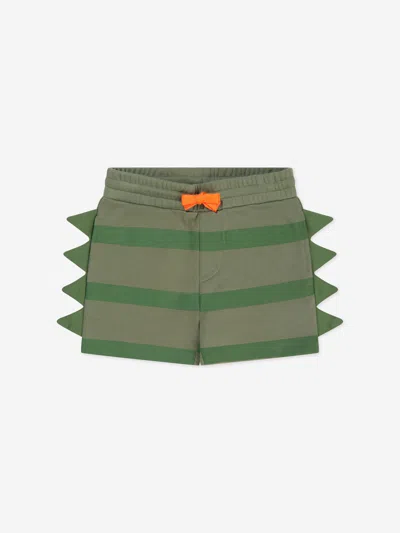 Shop Stella Mccartney Boys Striped Scaly Shorts In Green