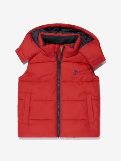 Shop Timberland Boys Puffer Gilet In Red