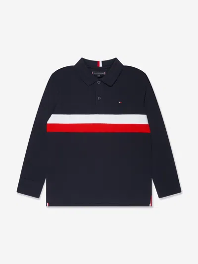 Shop Tommy Hilfiger Boys Corporate Colourblock Polo Shirt In Red