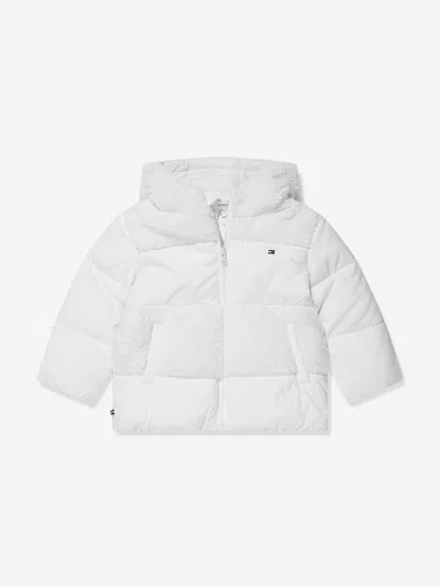Shop Tommy Hilfiger Baby Teddy Mix Puffer Jacket In White